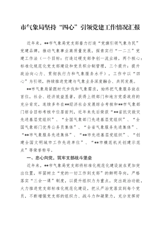 市气象局坚持“四心”引领党建工作情况汇报