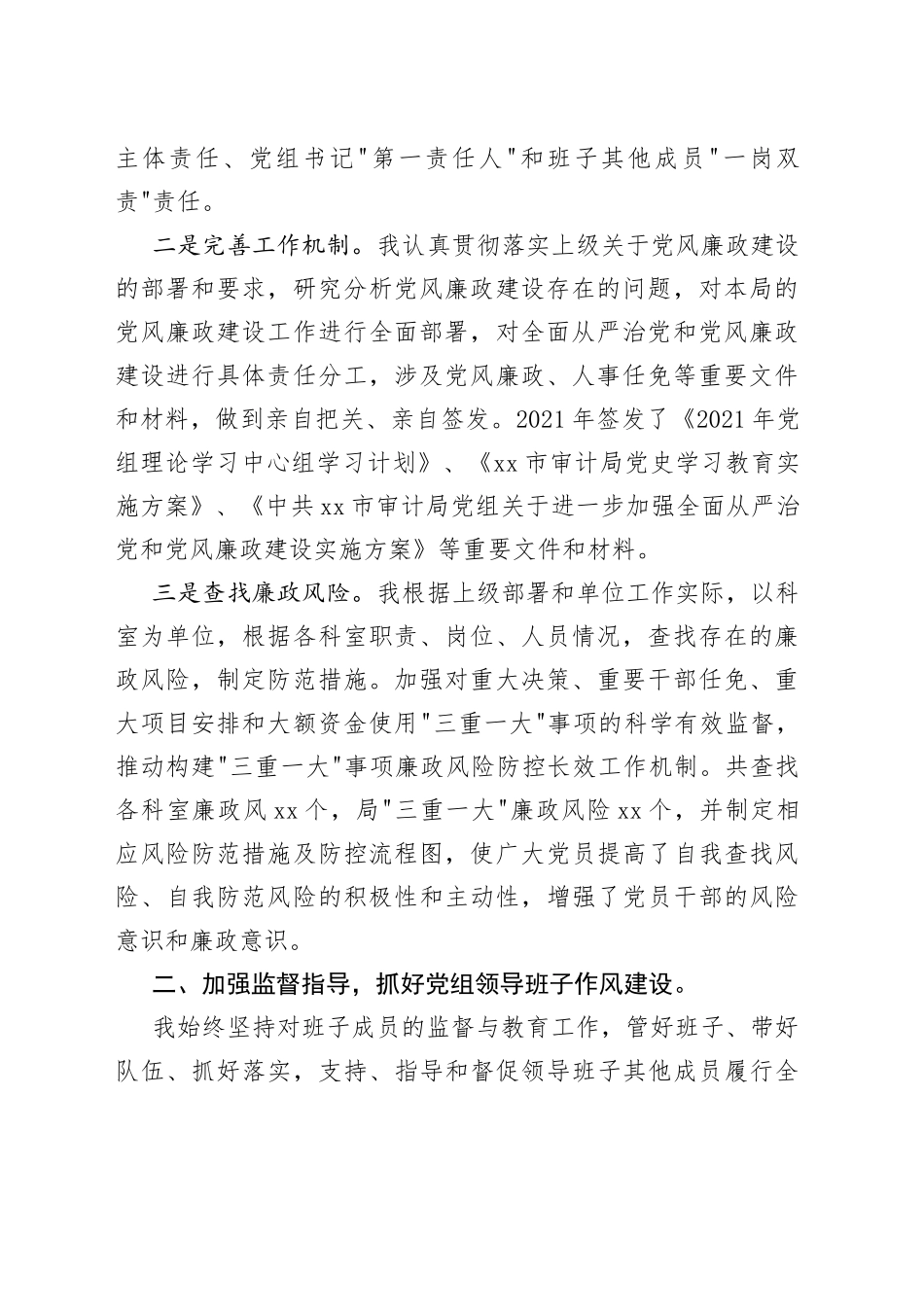 市审计局党组书记落实第一责任人责任情况报告_第2页
