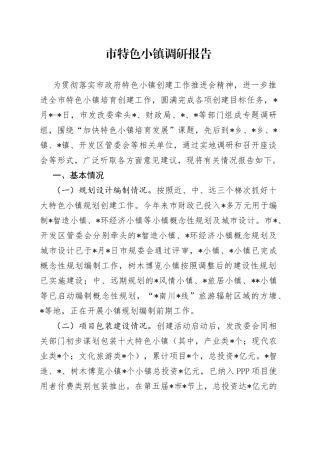 市特色小镇调研报告