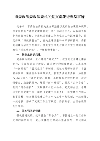 市委政法委政法委机关党支部先进典型事迹