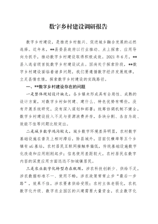数字乡村建设调研报告