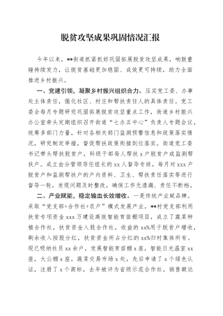 脱贫攻坚成果巩固情况汇报