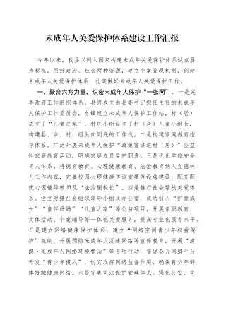 未成年人关爱保护体系建设工作汇报