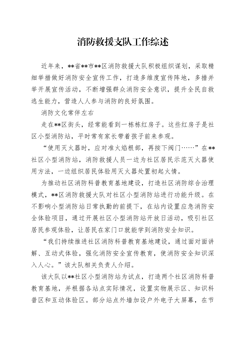 消防救援支队工作综述_第1页