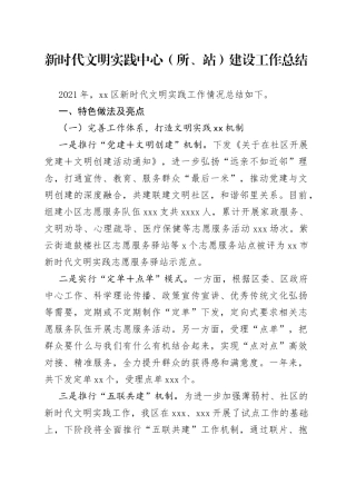 新时代文明实践中心（所、站）建设工作总结