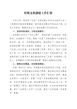 星级支部创建工作汇报