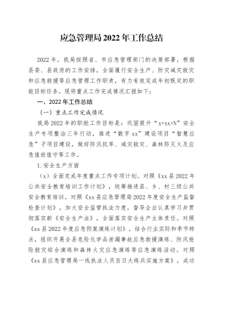 应急管理局2022年工作总结（2）