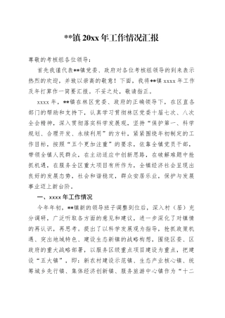 镇20XX年工作情况汇报