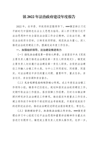 镇2022年法治政府建设年度报告