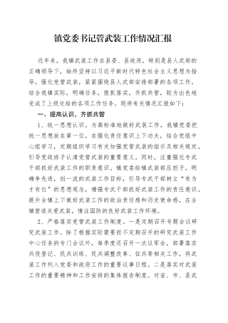 镇党委书记管武装工作情况汇报