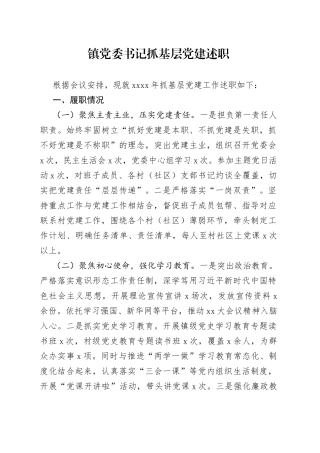 镇党委书记抓基层党建述职