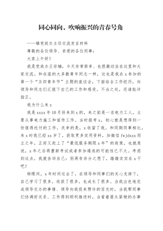镇党政办主任交流发言材料