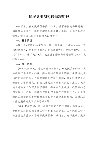 镇民兵组织建设情况汇报