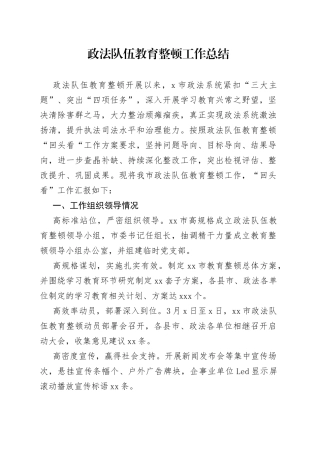 政法队伍教育整顿工作总结（全市）