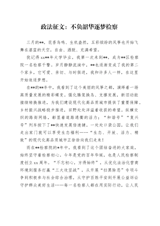 政法征文：不负韶华逐梦检察