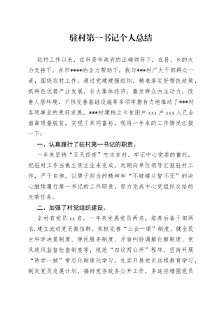 驻村第一书记个人总结