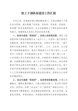 组工干部队伍建设工作汇报