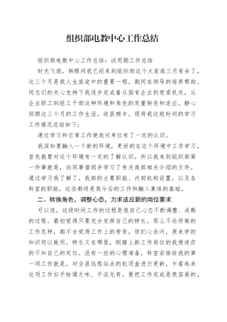 组织部电教中心工作总结