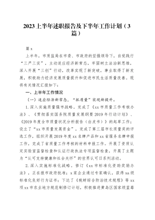 （3篇）2023上半年述职报告及下半年工作计划