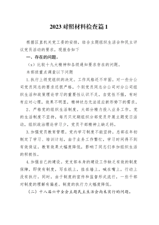 （5篇）2023对照材料检查