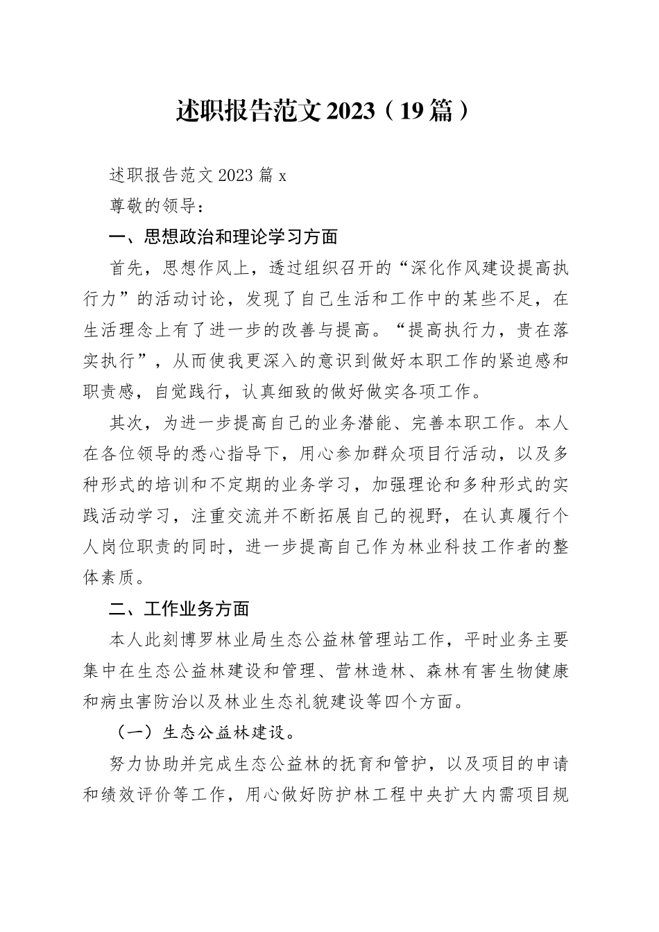 （19篇）述职报告范文2023范文_第1页