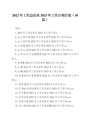 （36篇）022年工作总结及2023年工作计划合集