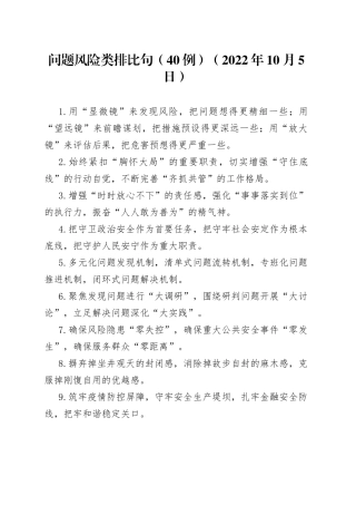 （40例）问题风险类排比句