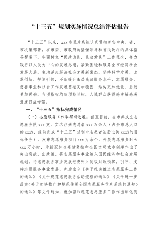 “十三五”规划实施情况总结评估报告（1）