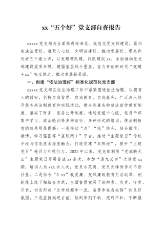 “五个好”党支部自查报告