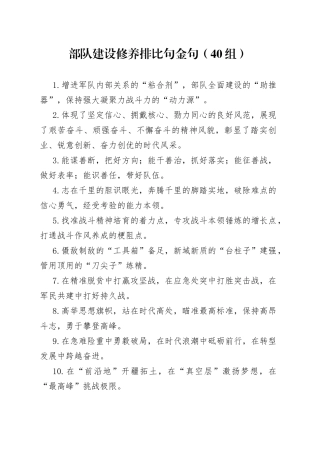 40组部队建设修养排比句金句40组）