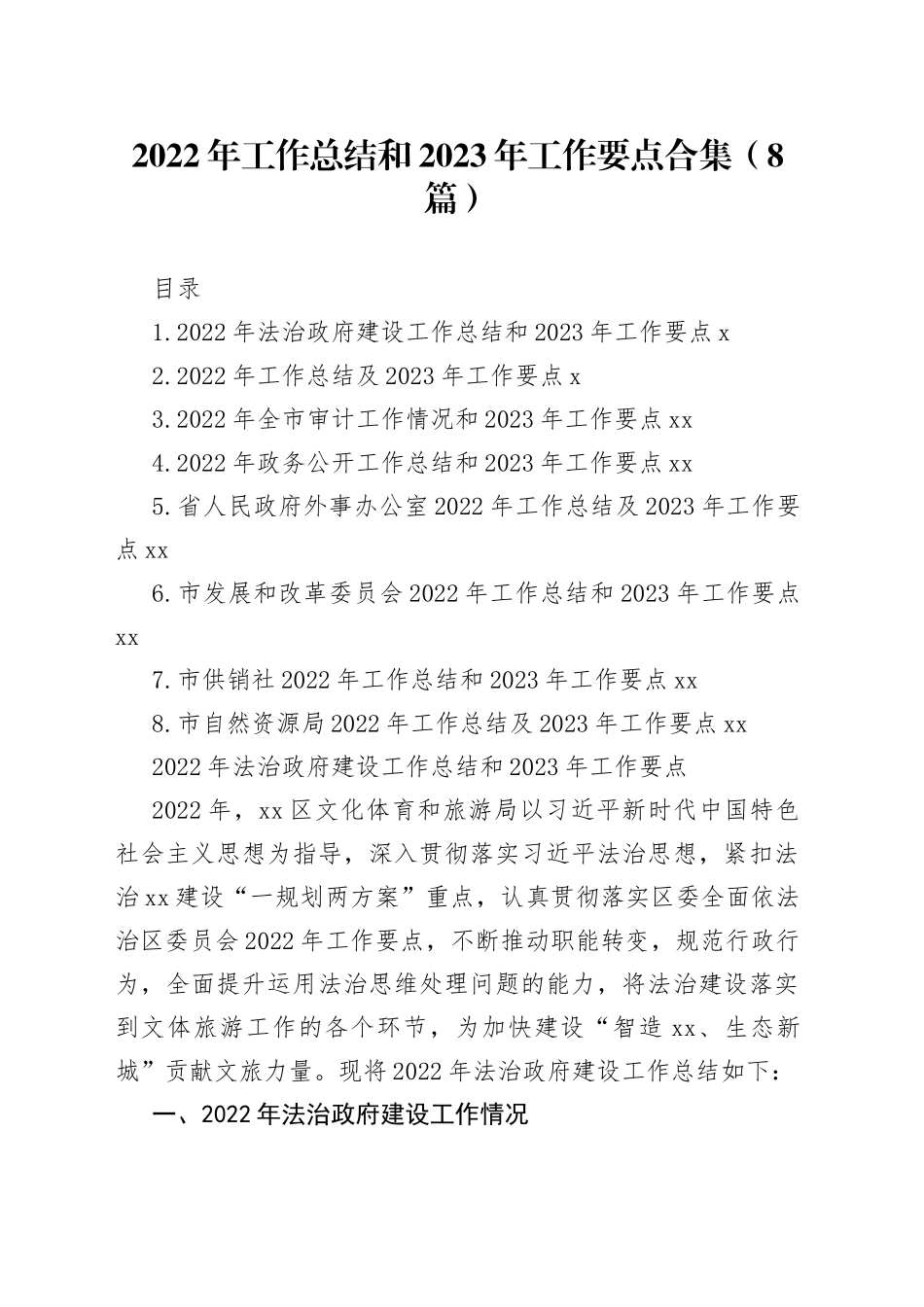 2022年工作总结和2023年工作要点合集（8篇）_第1页