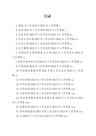 2022年工作总结及2023年工作思路合集（20篇）