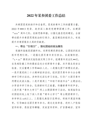 2022年某乡团委工作总结