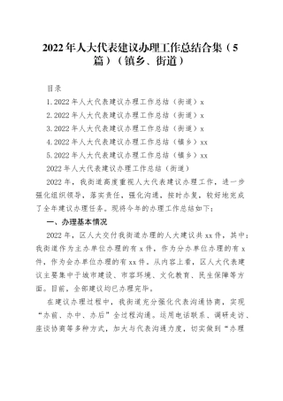 2022年人大代表建议办理工作总结合集