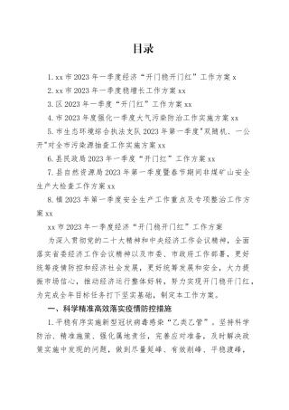 2023年一季度的工作方案合集