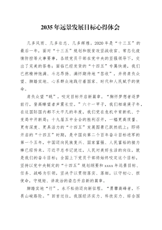 2035年远景发展目标心得体会