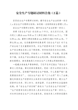 安全生产专题研讨材料2篇