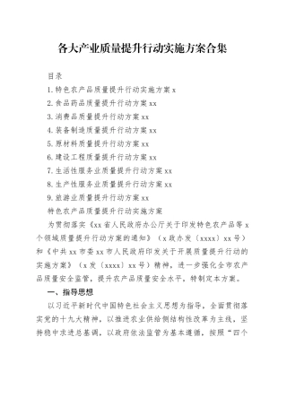 产业质量提升行动实施方案合集