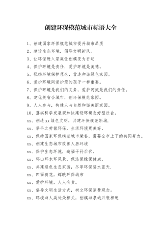创建环保模范城市标语大全