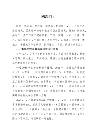 代县长在全县经济运行分析会讲话