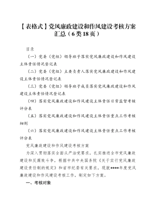 党风廉政建设和作风建设考核方案