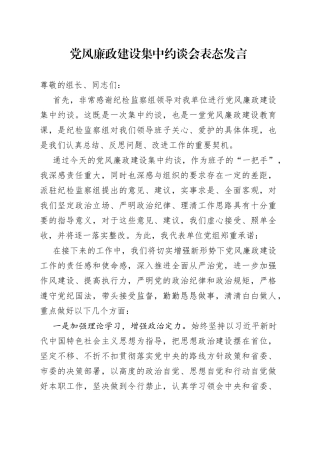 党风廉政建设集中约谈会表态发言