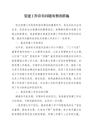 党建工作存在问题及整改措施
