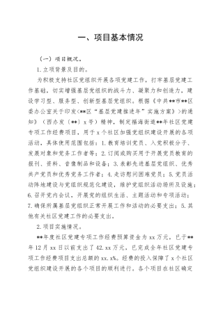 党建工作经费项目支出绩效自评报告