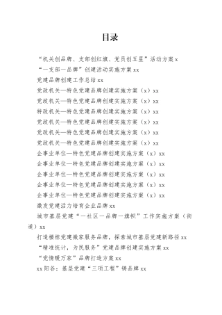 党建品牌资料合集23篇6万字