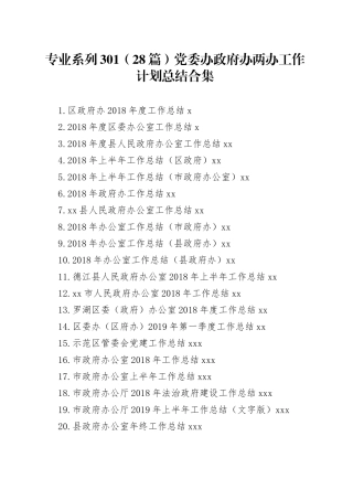 党委办政府办两办工作计划总结合集（28篇）