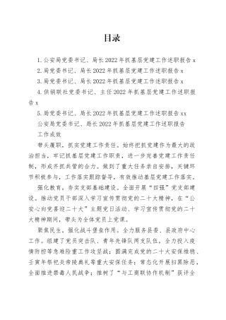 党委书记、局长2022年抓基层党建工作述职报告合集