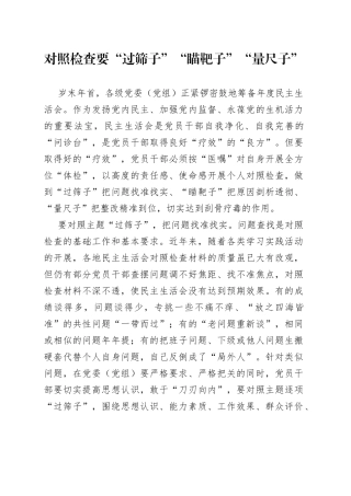 对照检查要“过筛子”“瞄靶子”“量尺子”