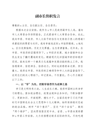 副市长供职发言