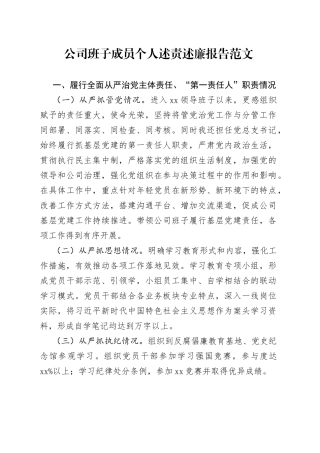 公司班子成员个人述责述廉报告范文（集团企业分管领导，党总支书记，全面从严治党主体责任、第一责任人职责、纪律，个人工作总结汇报，存在问题，改进措施）